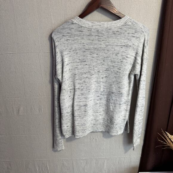 Tahari Sweater Size S Off White Gray 100% Cotton Knit Long Sleeve with Side Slit - Picture 7 of 10